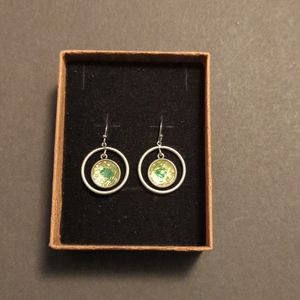 Lia Sophia Silver and Peridot Toned Earrings